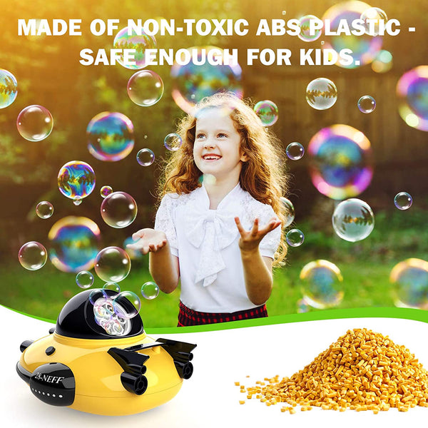 Bubble Machine - Spaceship Theme 2000+ Bubbles Per Minute, Bubble Machine Toys for Kids Boys Girls Toddlers, Automatic Bubble Blower with Bubble Solution (Yellow)