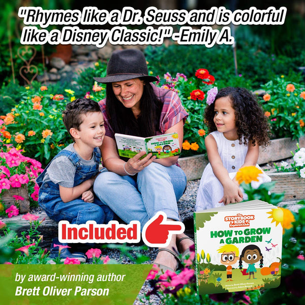 Kids Gardening Tools - Includes Sturdy Tote Bag, Watering Can, Gloves, Shovels, Rake, Stakes - Kids Garden Tool Set for Toddler Age on up.