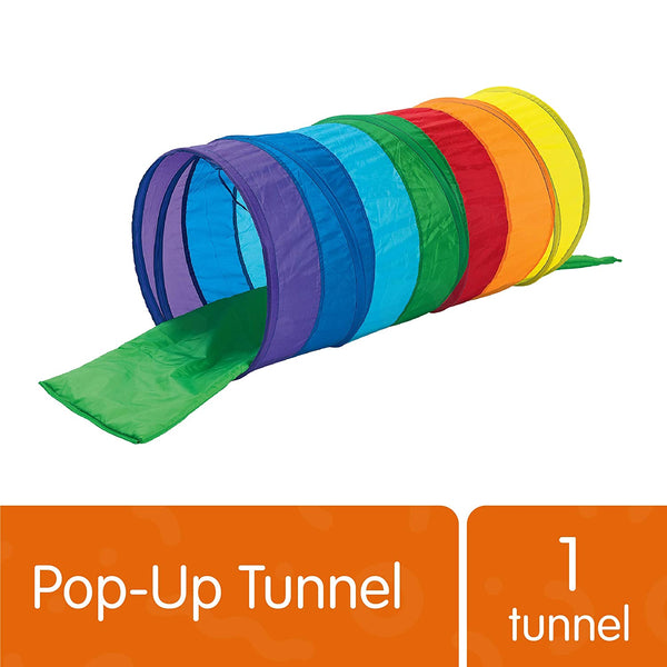 Excellerations - RNBWTNL Pop-Up Tunnel for Toddlers and Older Children with Soft Cushion Mat and Storage Bag, Kids Toy