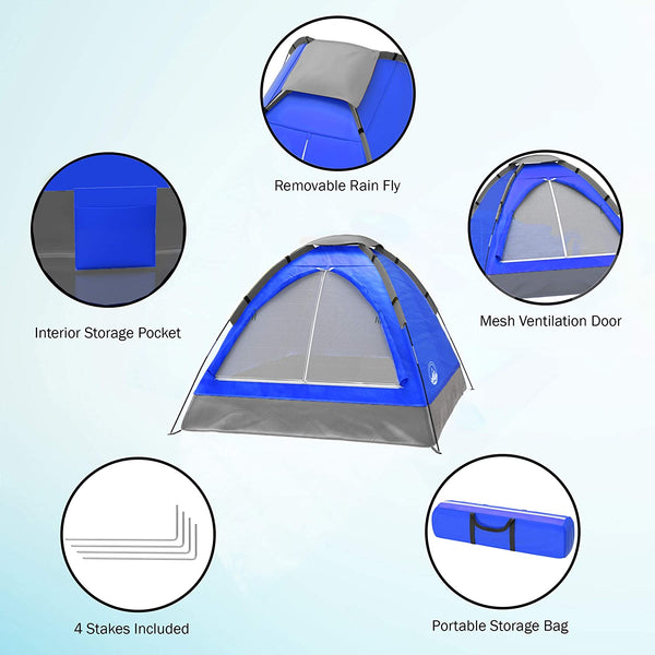 2 Person Tent – Rain Fly & Carrying Bag – Lightweight Dome Tents for Kids or Adults – Camping, Backpacking, and Hiking Gear by Wakeman Outdoors