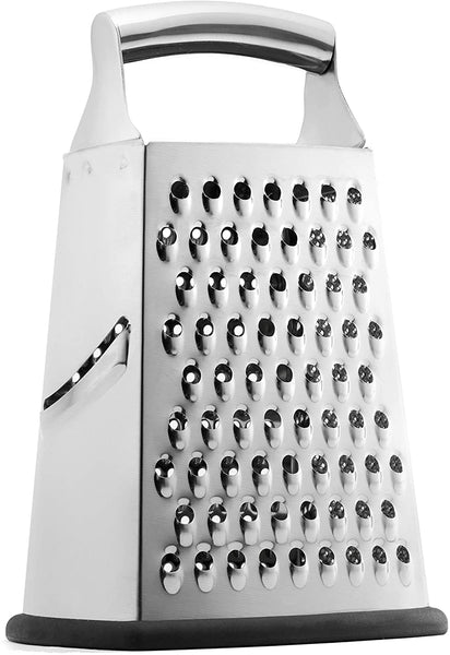 Professional Box Grater, 100% Stainless Steel with 4 Sides, Best for Parmesan Cheese, Vegetables, Ginger, XL Size