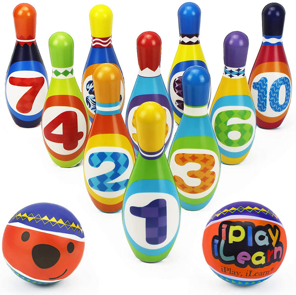 Kids Bowling Toys Set, Toddler Indoor Active Play Game, Soft 10 Foam Pins & 2 Balls, Development, Birthday Party Gifts