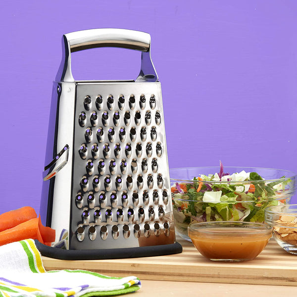 Professional Box Grater, 100% Stainless Steel with 4 Sides, Best for Parmesan Cheese, Vegetables, Ginger, XL Size
