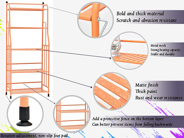 EXQ 5-Layer Metal Iron Sheet with Strong Load-Bearing Multi-Function Storage and Storage Rack Matte Orange (21.85Lx11.41Wx52.75H)