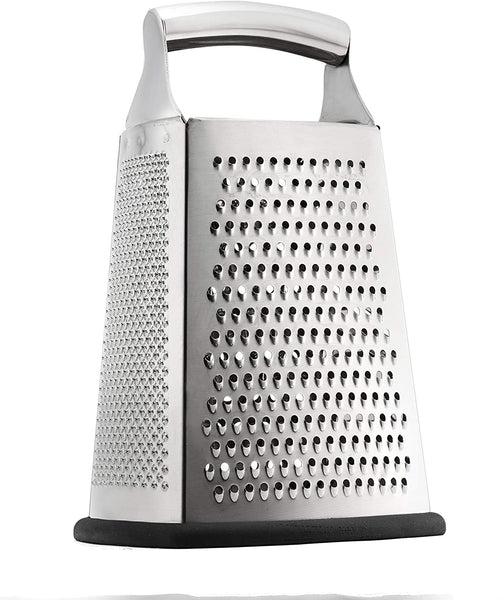 Professional Box Grater, 100% Stainless Steel with 4 Sides, Best for Parmesan Cheese, Vegetables, Ginger, XL Size