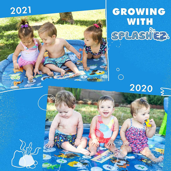 3-in-1 Splash Pad, Sprinkler for Kids, and Wading Pool for Learning – Children’s Sprinkler Pool, 60’’ Inflatable Water Toys