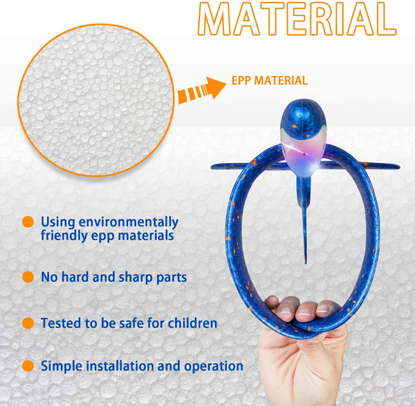 2 Pack LED Light Airplane,17.5" Large Throwing Foam Plane,2 Flight Mode Glider Plane,Flying Toy for Kids,Gifts for 3 4 5 6 7 8 9 Years Old Boy
