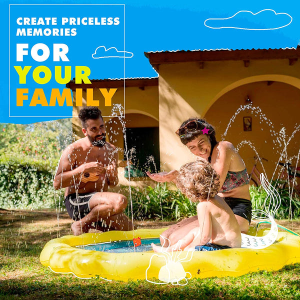 3-in-1 Splash Pad, Sprinkler for Kids, and Wading Pool for Learning – Children’s Sprinkler Pool, 60’’ Inflatable Water Toys