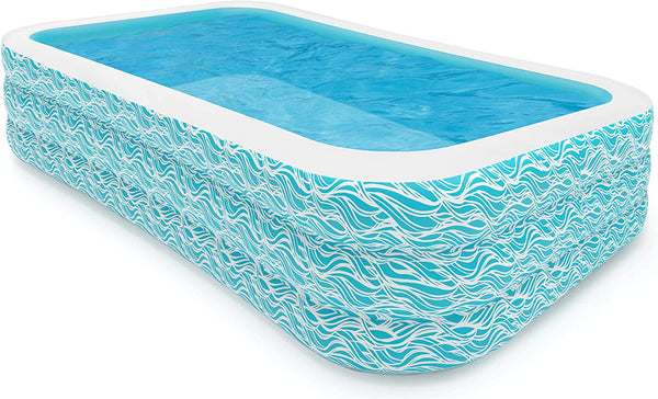 Family Inflatable Swimming Pool, 118" X 72" X 22" Full-Sized Inflatable Lounge Pool for Kids, Adult, Outdoor, Garden, Backyard Summer Water Party