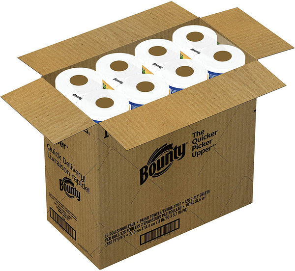Bounty Quick-Size Paper Towels, White, 16 Family Rolls = 40 Regular Rolls (Packaging May Vary)