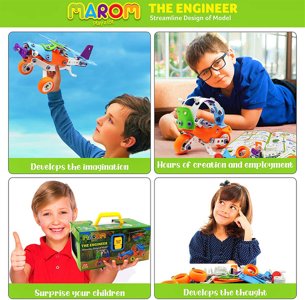 STEM Building Toys for Boy 6-8 Years Best Gift 6 7 8 9 Year Old Boy Toys Educational Stem Toys Kids Building Set Boy 5-7 Engineering Building Kit Erector Toys for Boys 8-12 Construction Learning Toys