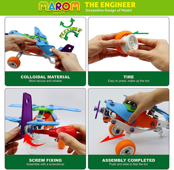 STEM Building Toys for Boy 6-8 Years Best Gift 6 7 8 9 Year Old Boy Toys Educational Stem Toys Kids Building Set Boy 5-7 Engineering Building Kit Erector Toys for Boys 8-12 Construction Learning Toys