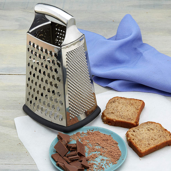 Professional Box Grater, 100% Stainless Steel with 4 Sides, Best for Parmesan Cheese, Vegetables, Ginger, XL Size