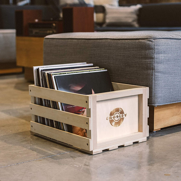 Crosley AC1004A-NA Record Storage Crate Holds up to 75 Albums, Natural