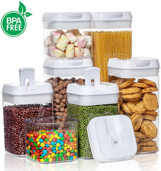 Airtight Food Storage Containers, Vtopmart 7 Pieces BPA Free Plastic Cereal Containers with Easy Lock Lids, for Kitchen Pantry Organization and Storage, Include 24 Labels
