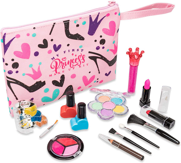 Princess Make Up Kit - 12 Pc Kids Makeup Set Washable Makeup  These Makeup Toys for Girls Include All  Needs To Play Dress Up Comes with Stylish Bag