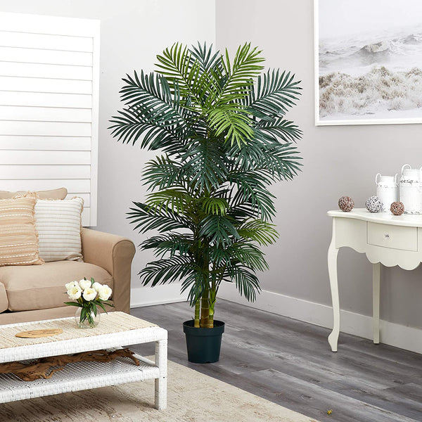Nearly Natural 5289 6.5ft. Golden Cane Palm Silk Tree,Green
