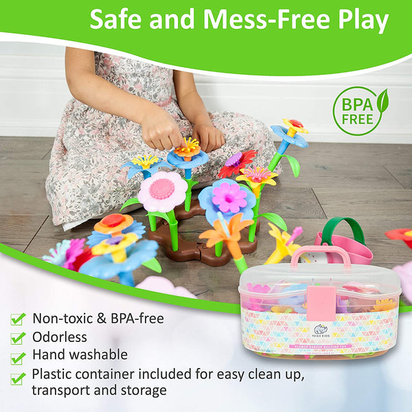 Flower Garden Building Toys – Pretend Play Child Gardening and Build a Bouquet Kid Activity Set for Toddlers and Preschool Children