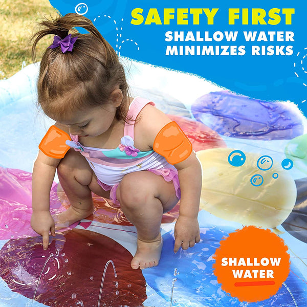 3-in-1 Splash Pad, Sprinkler for Kids, and Wading Pool for Learning – Children’s Sprinkler Pool, 60’’ Inflatable Water Toys
