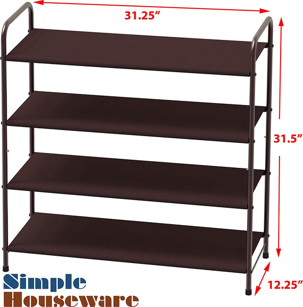Simple Houseware 4-Tier Shoe Rack Storage Organizer, Bronze