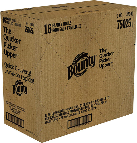 Bounty Quick-Size Paper Towels, White, 16 Family Rolls = 40 Regular Rolls (Packaging May Vary)