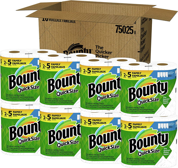 Bounty Quick-Size Paper Towels, White, 16 Family Rolls = 40 Regular Rolls (Packaging May Vary)