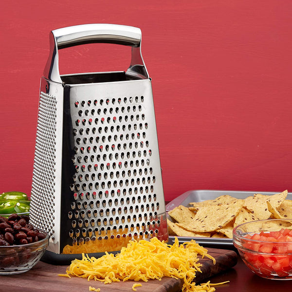 Professional Box Grater, 100% Stainless Steel with 4 Sides, Best for Parmesan Cheese, Vegetables, Ginger, XL Size