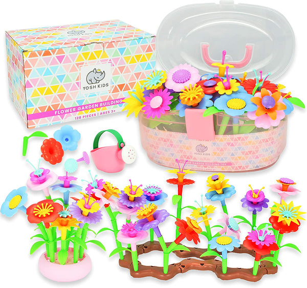 Flower Garden Building Toys – Pretend Play Child Gardening and Build a Bouquet Kid Activity Set for Toddlers and Preschool Children