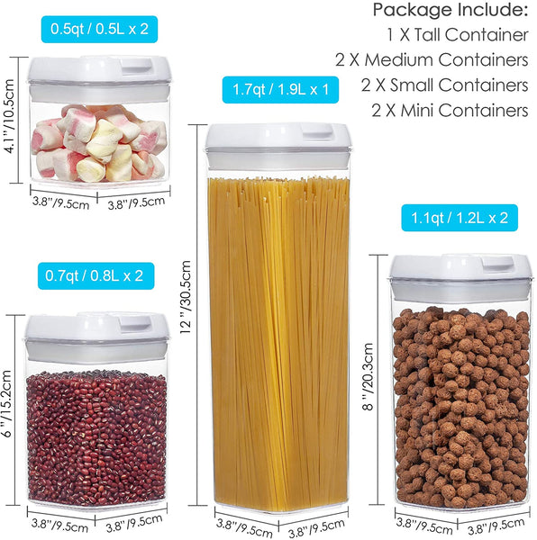 Airtight Food Storage Containers, Vtopmart 7 Pieces BPA Free Plastic Cereal Containers with Easy Lock Lids, for Kitchen Pantry Organization and Storage, Include 24 Labels